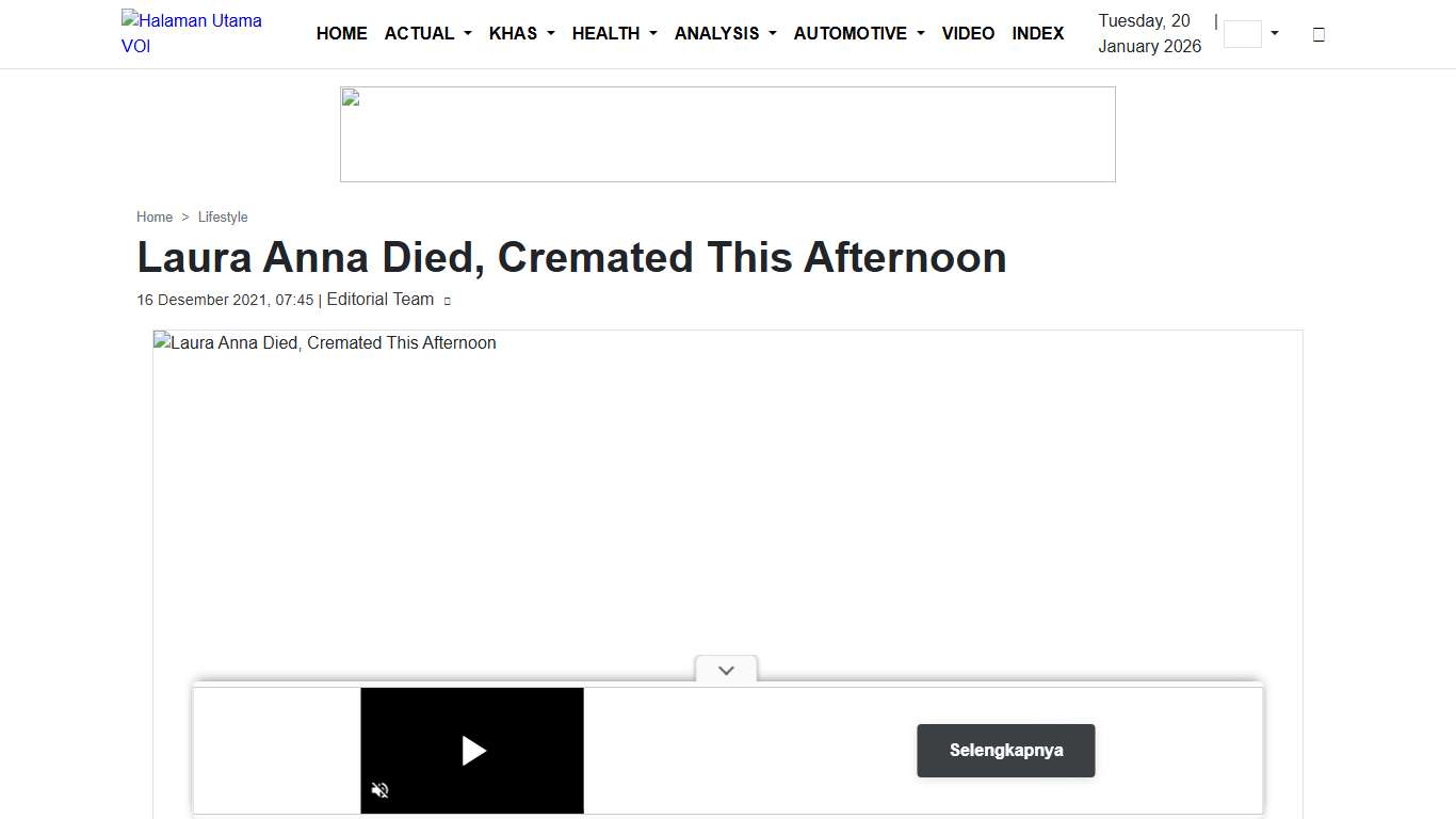 Laura Anna Died, Cremated This Afternoon